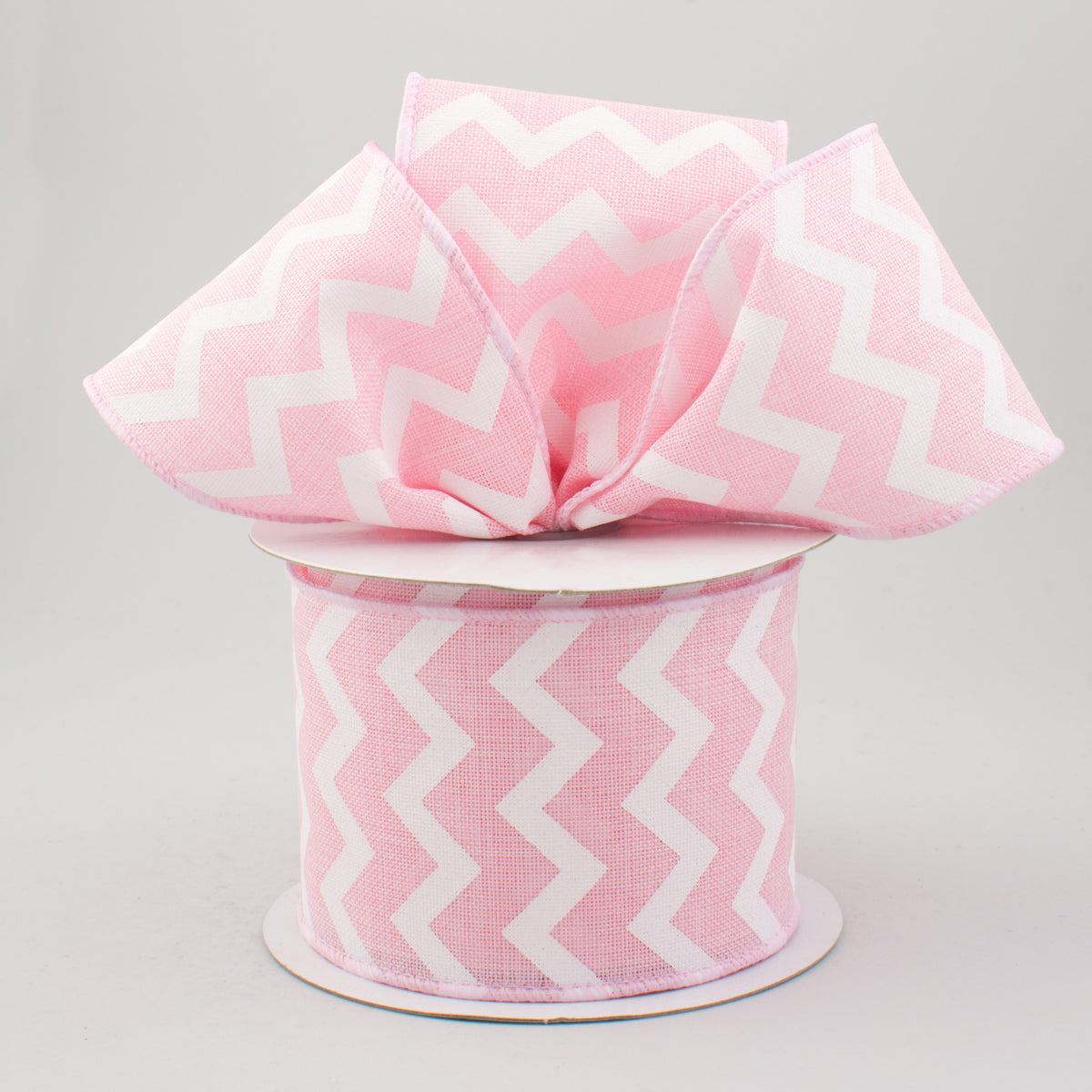 2.5" Canvas Chevron Ribbon: Light Pink & White (10 Yards) Lifestyle Photo