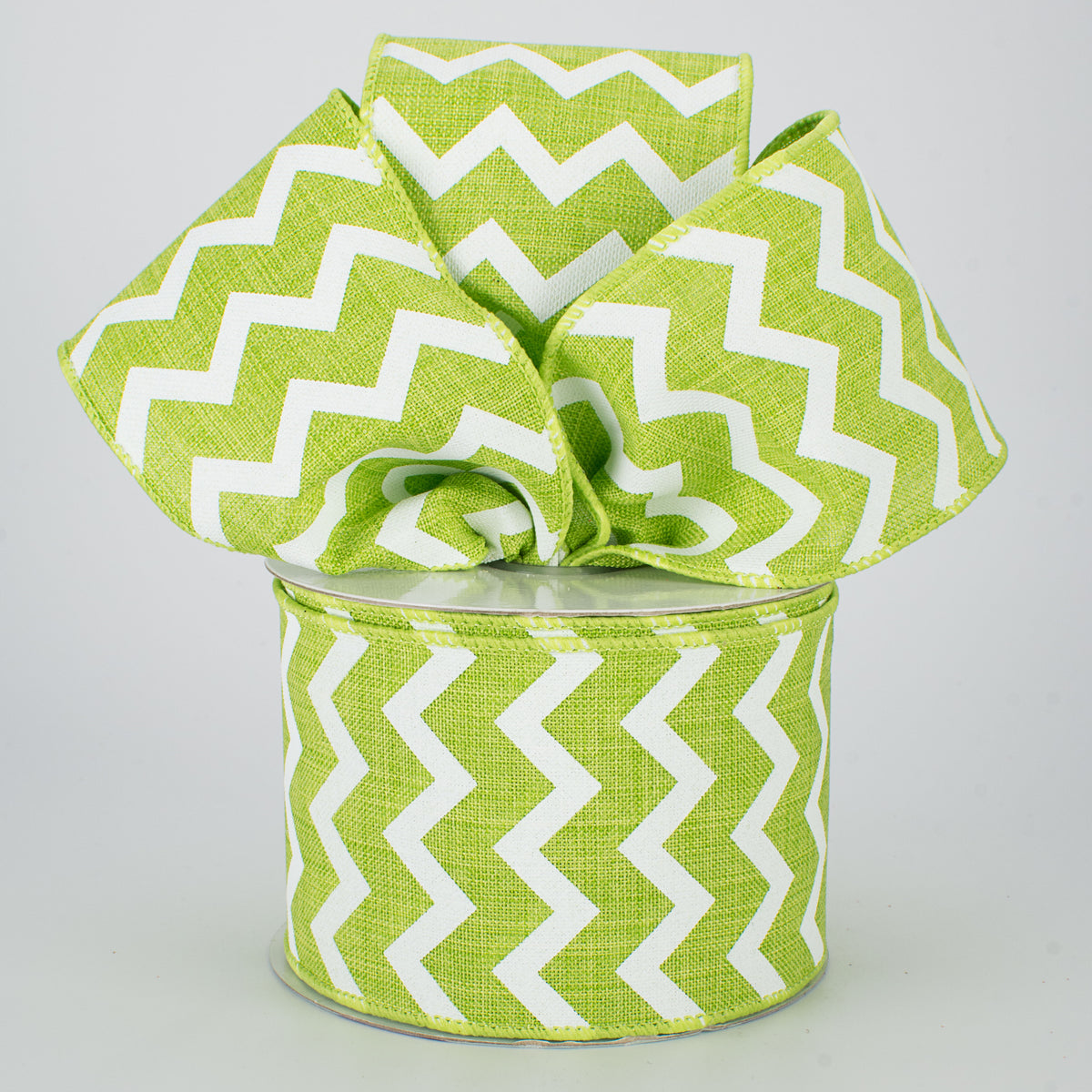 2.5" Canvas Chevron Ribbon: Lime Green & White (10 Yards) Lifestyle Photo