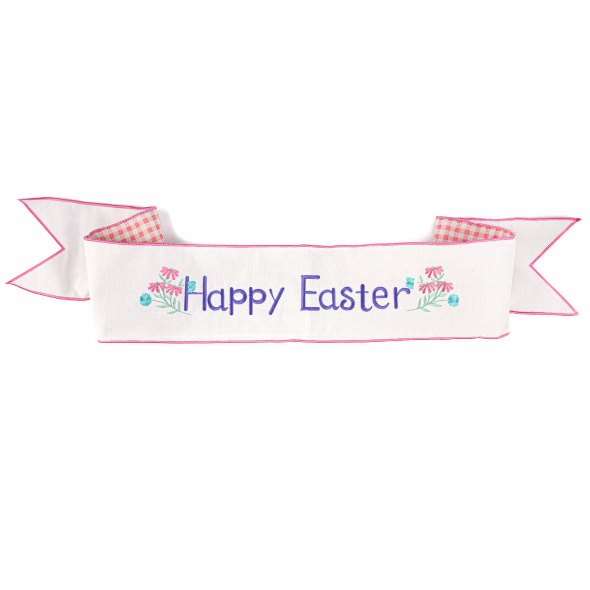 [D Stevens] 6" Canvas Happy Easter Check Backing Banner: White Item Number: 18-4271