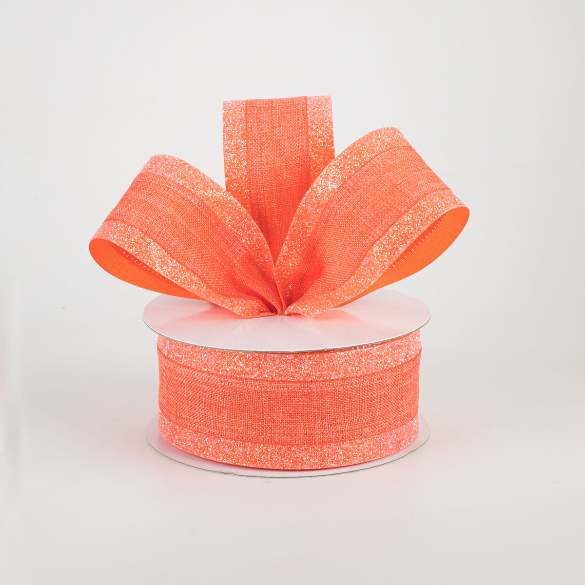 1.5" Canvas On Satin Glitter Ribbon: Dark Coral (10 Yards) Lifestyle Photo
