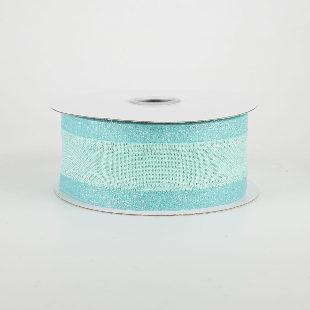 1.5" Canvas On Satin Glitter Ribbon: Robin's Egg Blue (10 Yards)