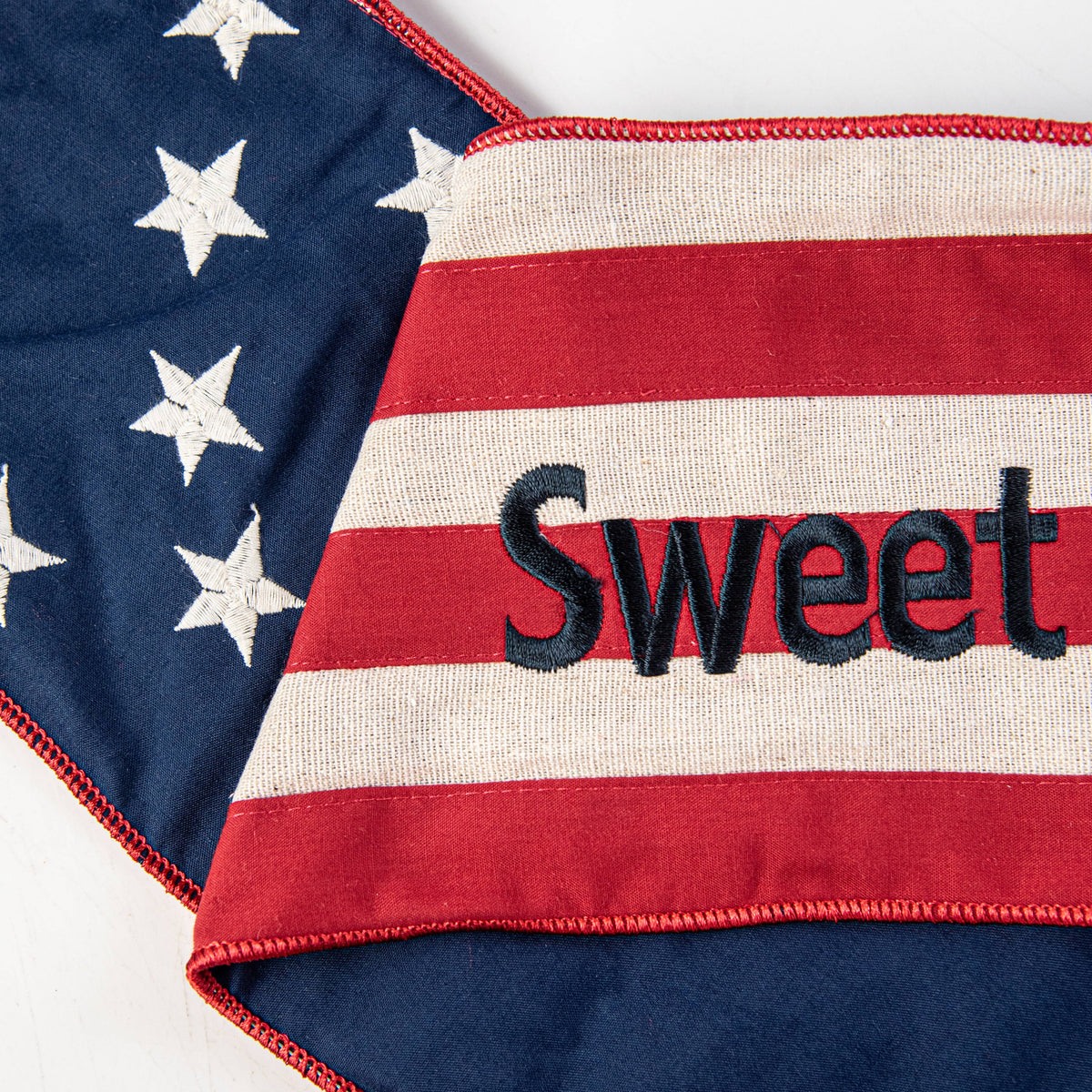 [D Stevens] 6" Canvas Stars and Stripes "Sweet Land of Liberty" Wreath Sash detail photo 3