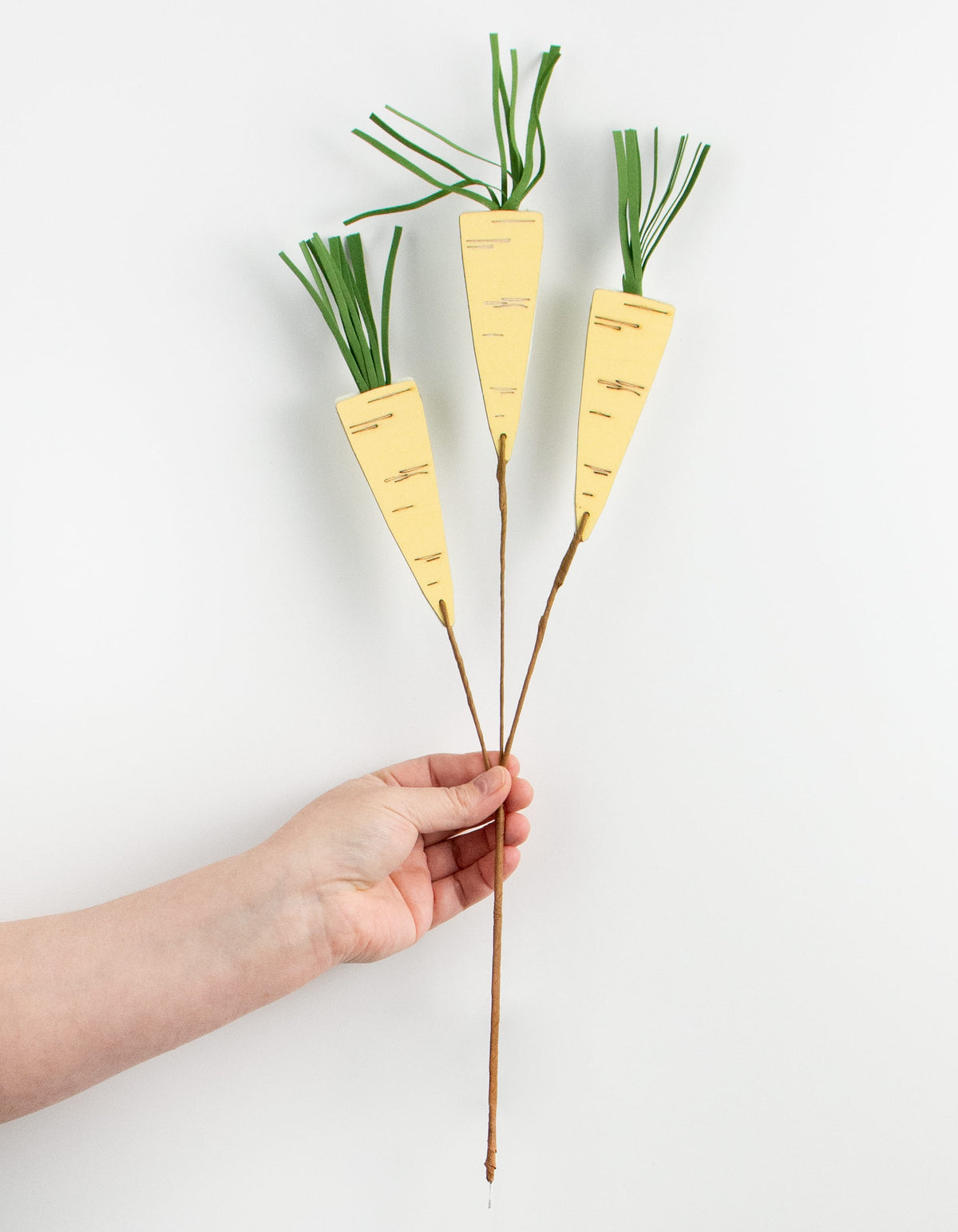 12" Carrot Wooden Cutout Pick: Cream detail photo 3
