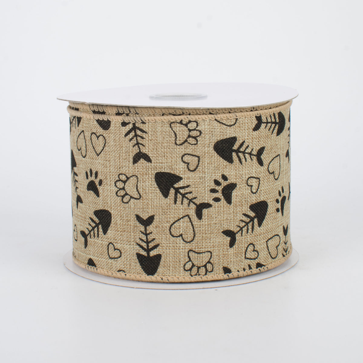 2.5" Cat Treat, Paw, Heart Ribbon (10 Yards)