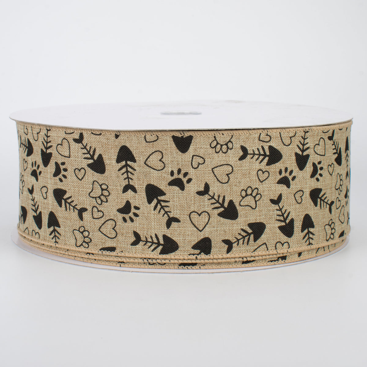 2.5" Cat Treat, Paw, Heart Ribbon (50 Yards)