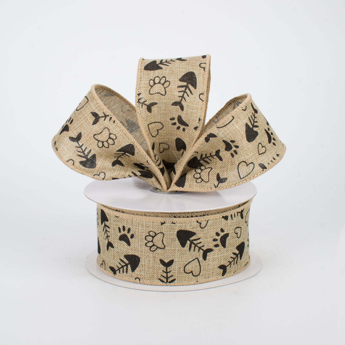 1.5" Cat Treat, Paw, Heart Ribbon (10 Yards) Lifestyle Photo