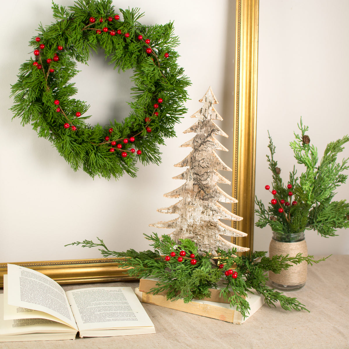 15" Cedar Pine Wreath Lifestyle Photo
