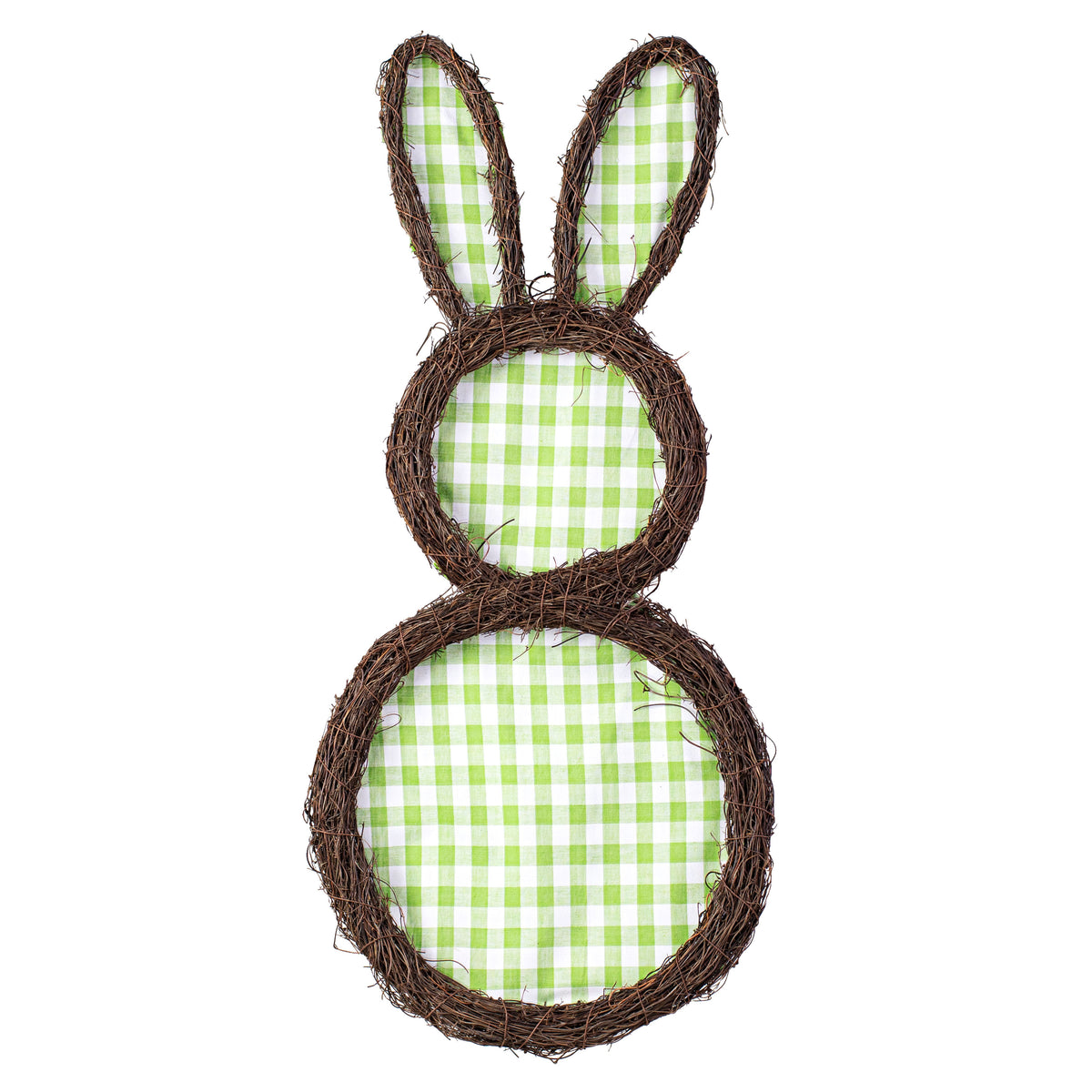 26" Check Bunny Grapevine Hanger: Green & White Item Number: HE721809