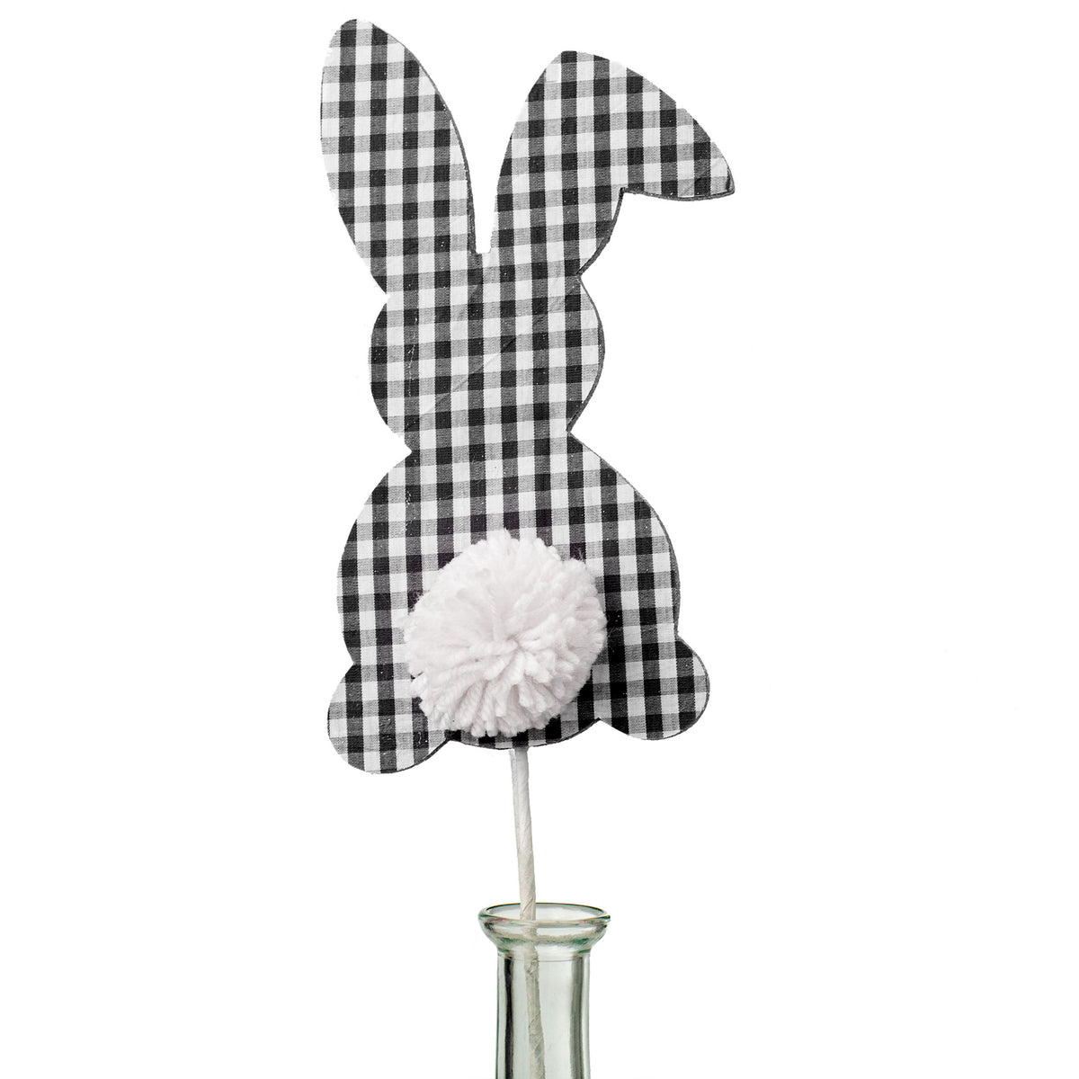 21" Check Bunny Pom Pom Tail Pick: Black Item Number: 62599BKWT