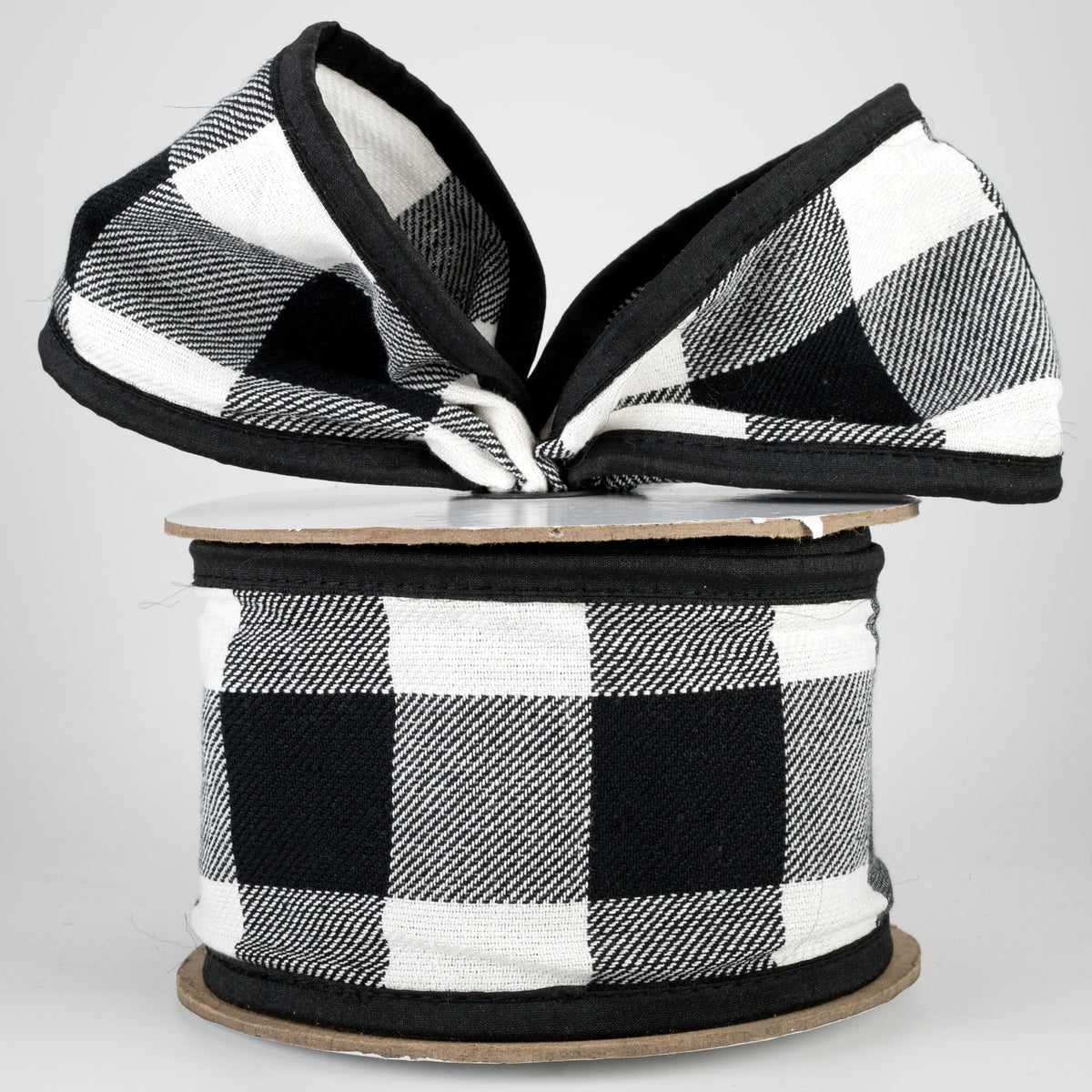 4" Check Fabric Ribbon: Black & White (10 Yards) Lifestyle Photo