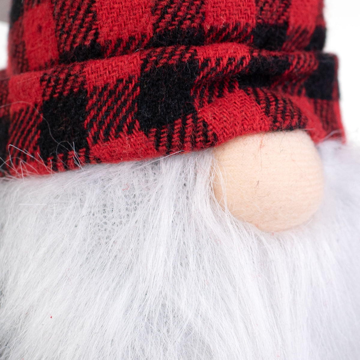 17" Check Fabric Sitting Gnome: Black & Red detail photo 4