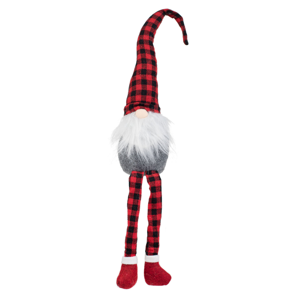 17" Check Fabric Sitting Gnome: Black & Red Item Number: XN418032