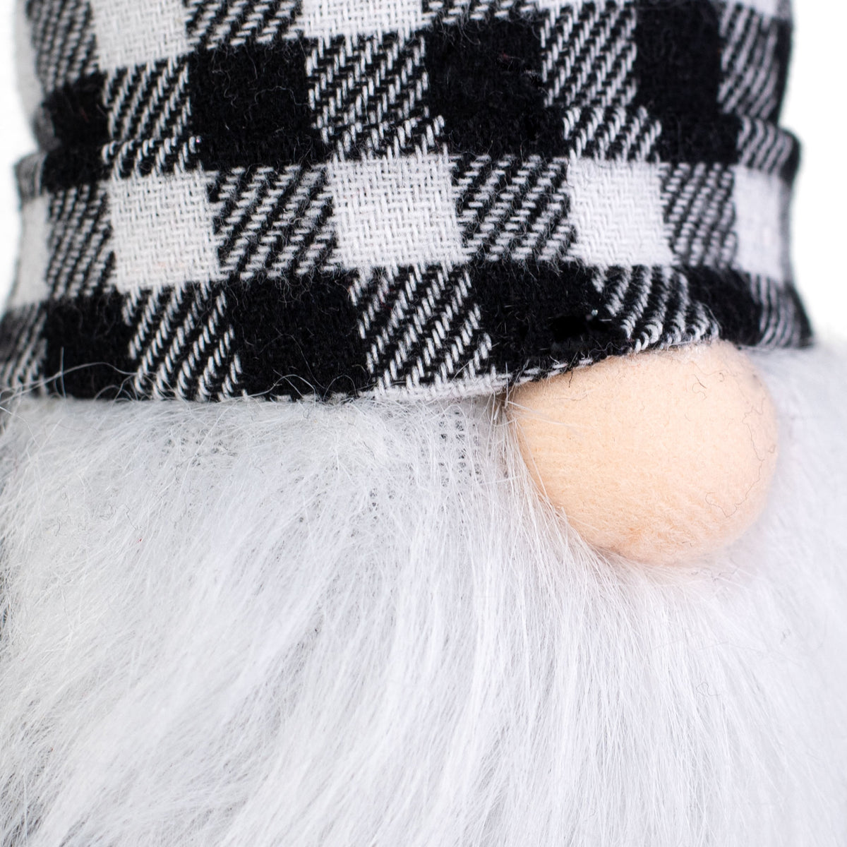 17" Check Fabric Sitting Gnome: Black & White detail photo 4