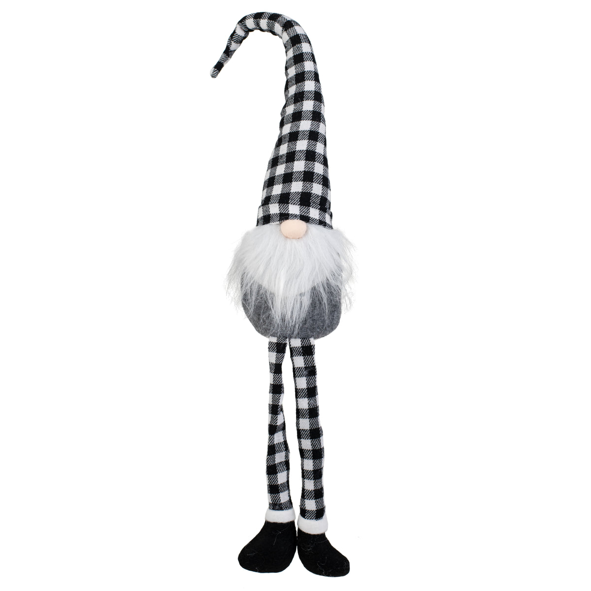 17" Check Fabric Sitting Gnome: Black & White Item Number: XN418034