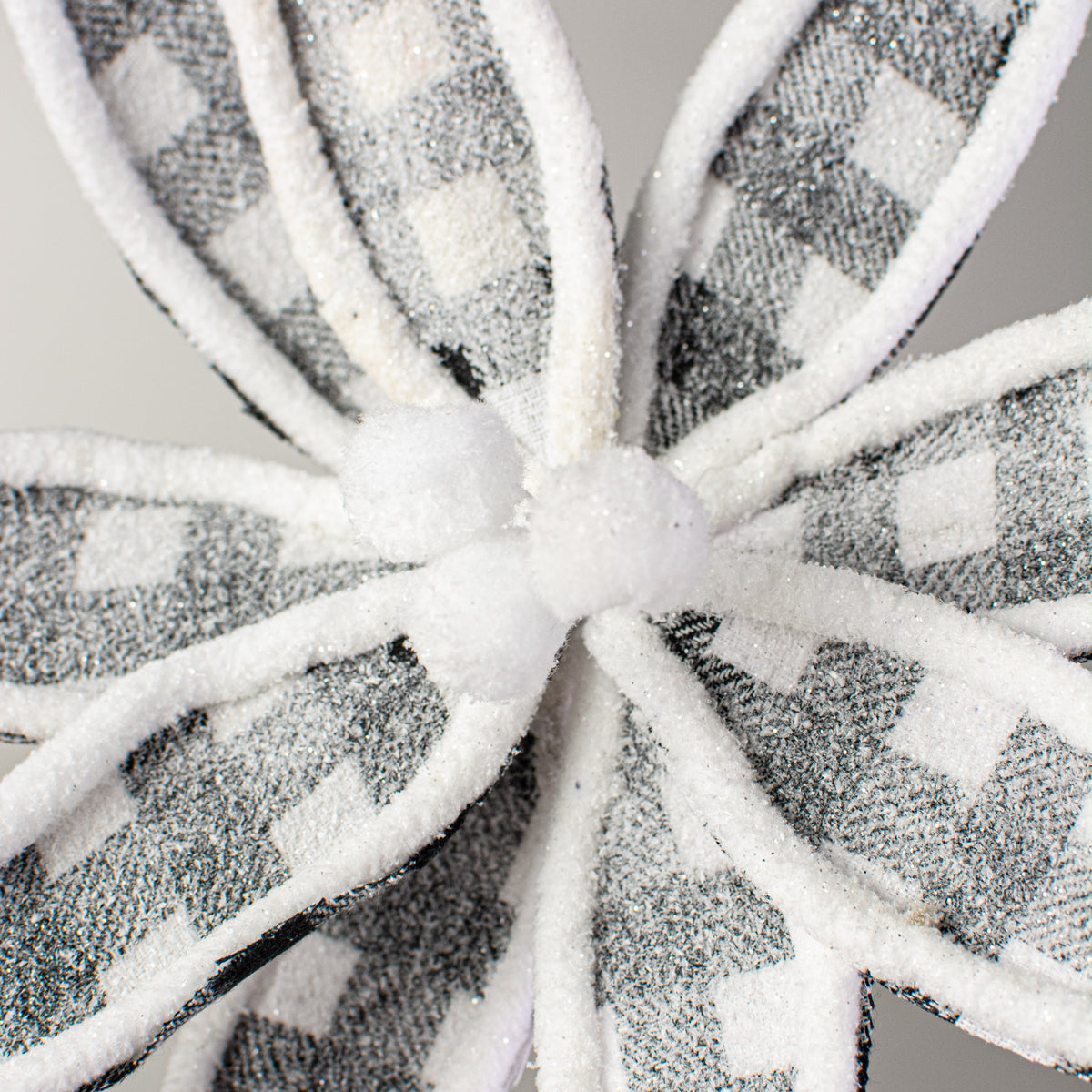 22" Check Poinsettia Piping Stem: Black & White Lifestyle Photo