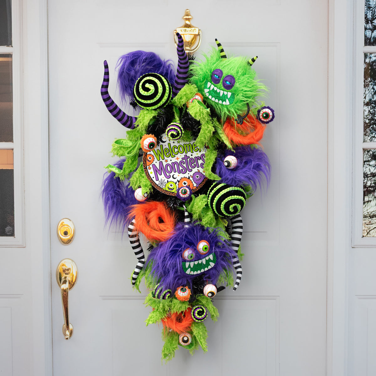 5" Chenille Pom Pom & Cording Ornament: Neon Green & Black detail photo 4