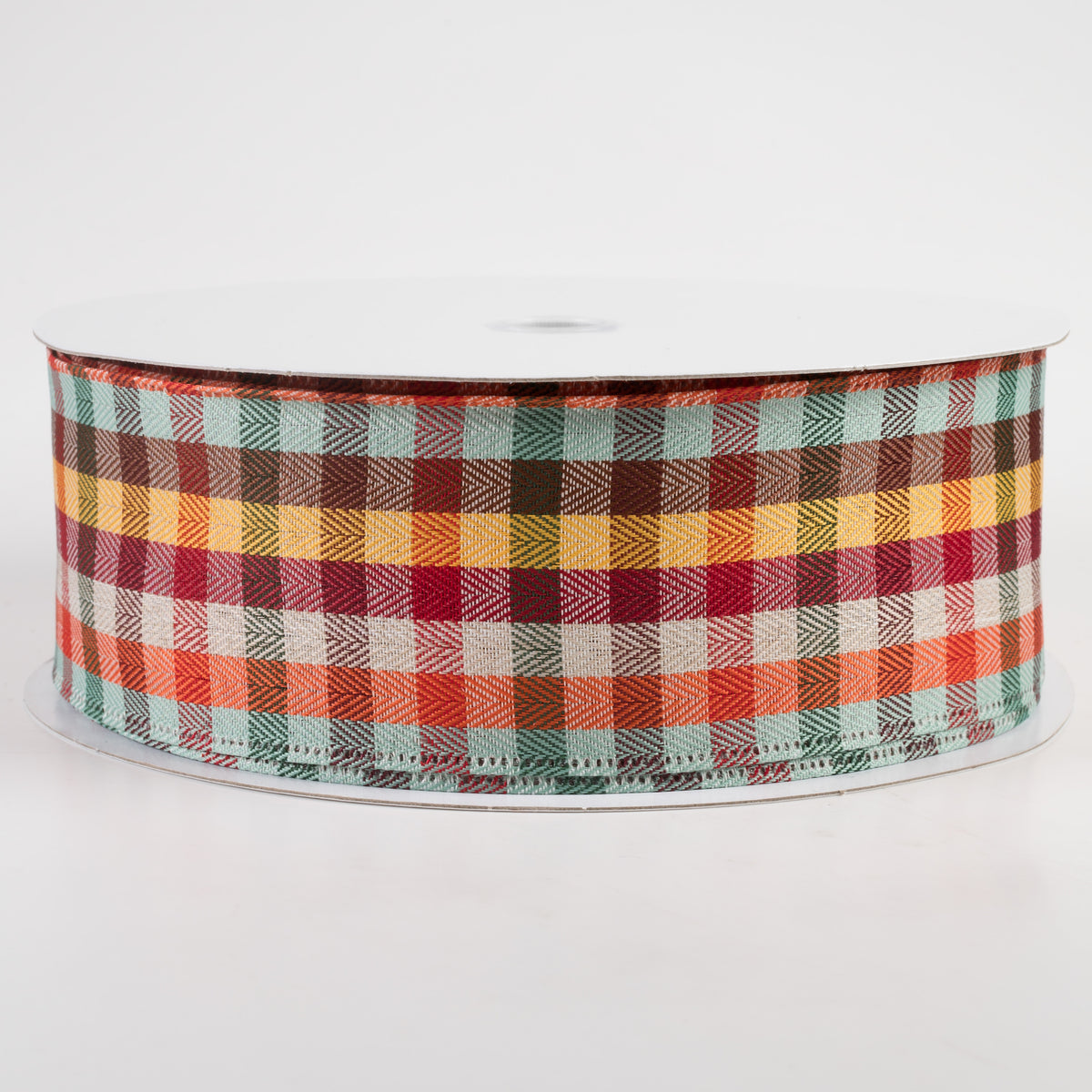 2.5" Chevron Check Plaid Ribbon: Teal Fall (50 Yards)