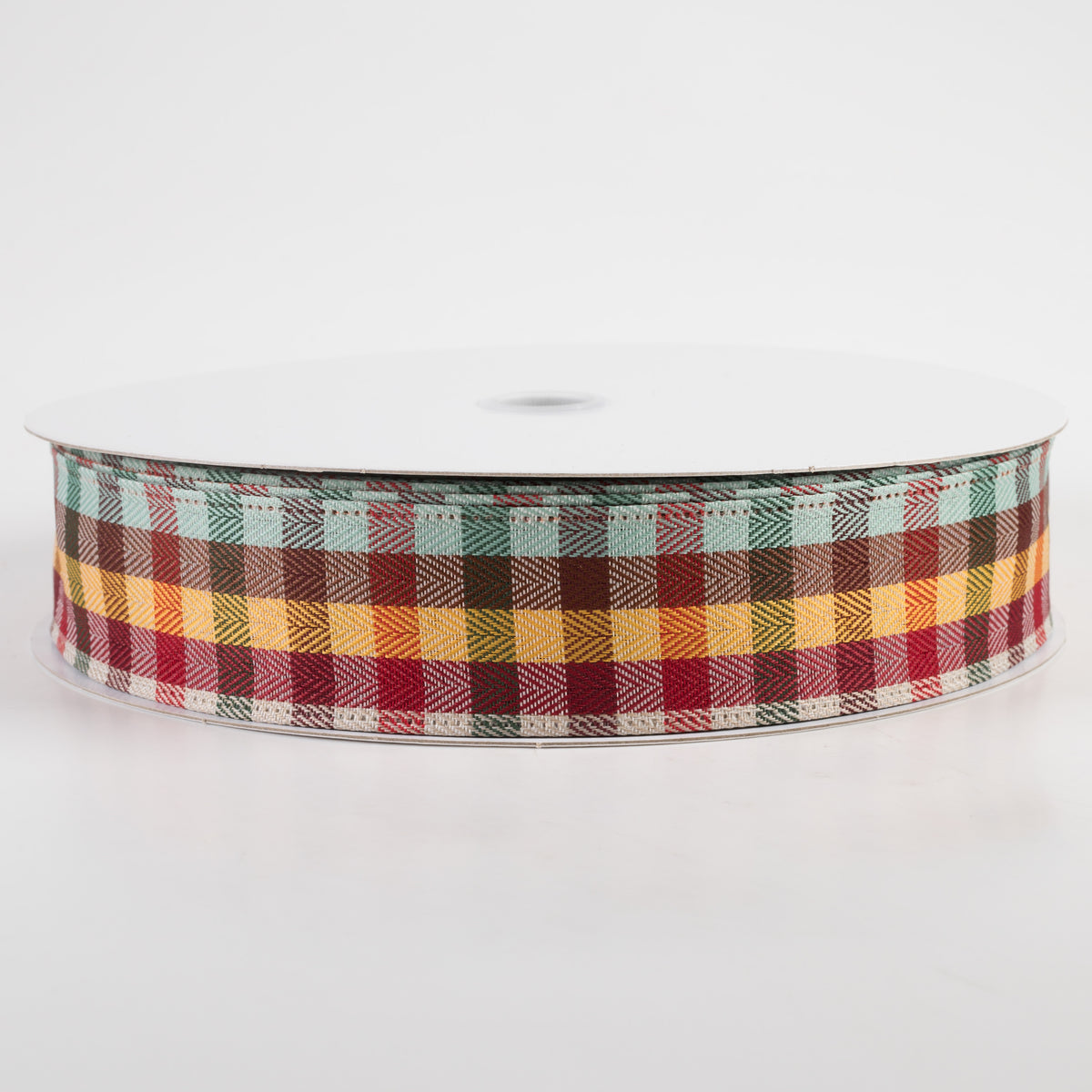 1.5" Chevron Check Plaid Ribbon: Teal Fall (50 Yards)