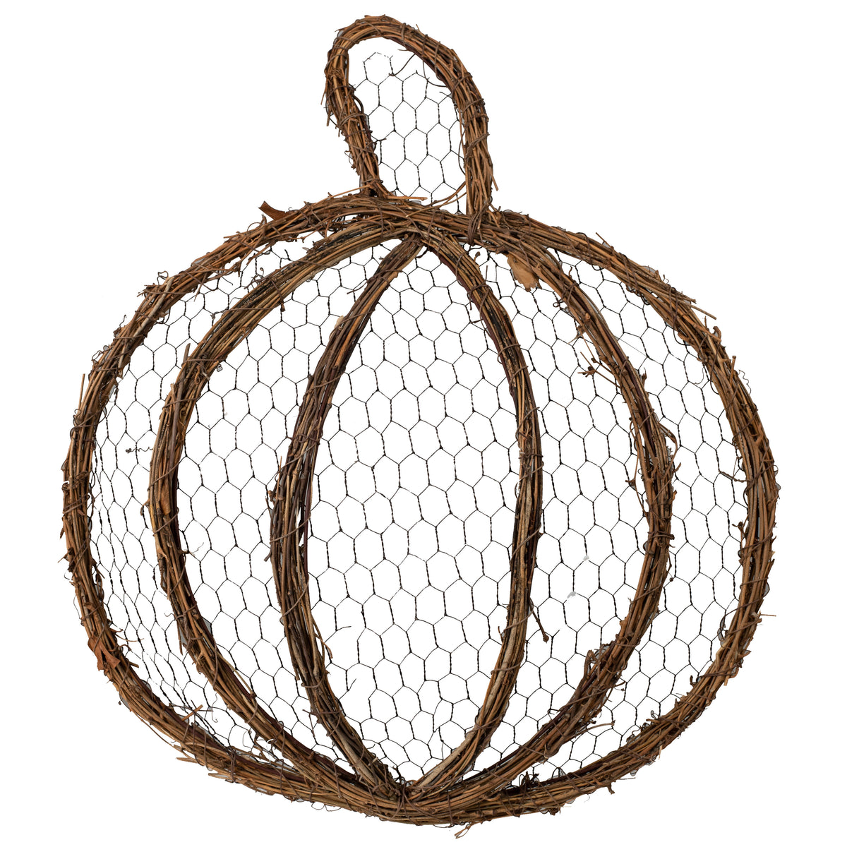 17" Chicken Wire & Grapevine Pumpkin Item Number: 52652NAT