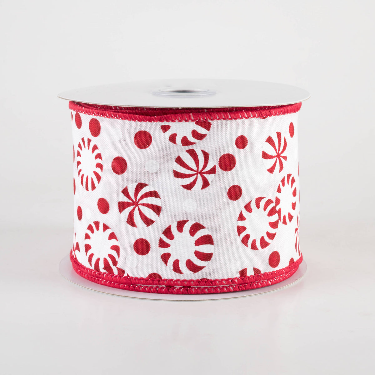 2.5" Christmas Candy Peppermints Ribbon: Red & White (10 Yards) Item Number: RGF142967