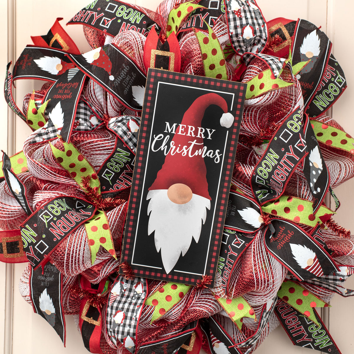 2.5" Christmas Gnome Heads Ribbon: Black (10 Yards) detail photo 3