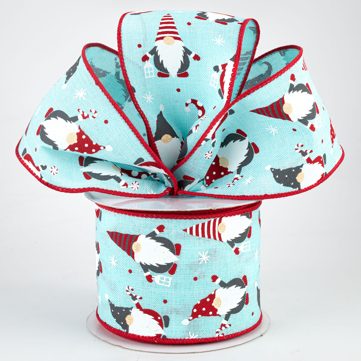 2.5" Christmas Gnomes Ribbon: Ice Blue (10 Yards) Lifestyle Photo