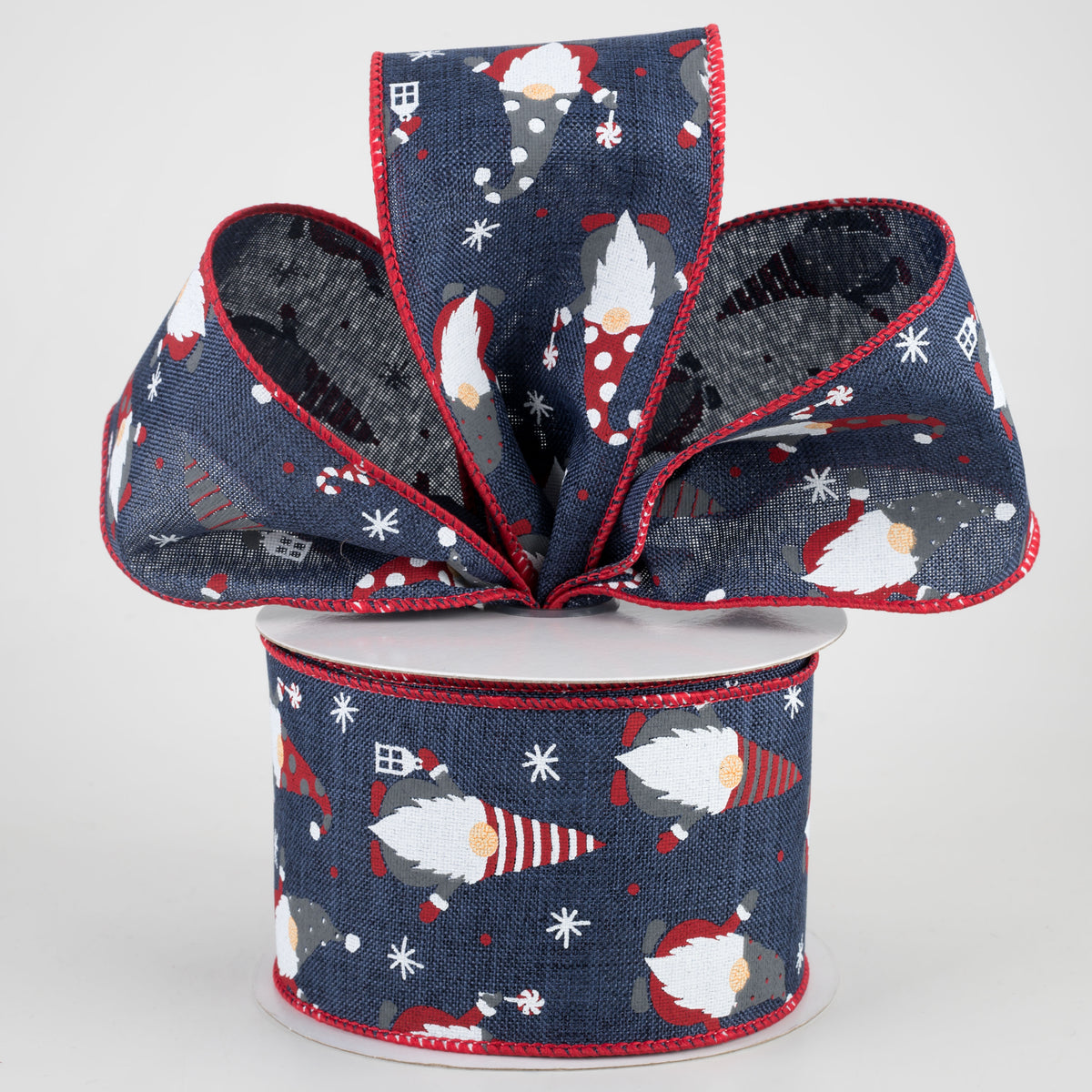 2.5" Christmas Gnomes Ribbon: Navy (10 Yards) Lifestyle Photo