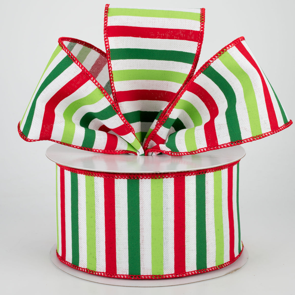 2.5" Christmas Horizontal Stripe Ribbon: White (10 Yards) Lifestyle Photo