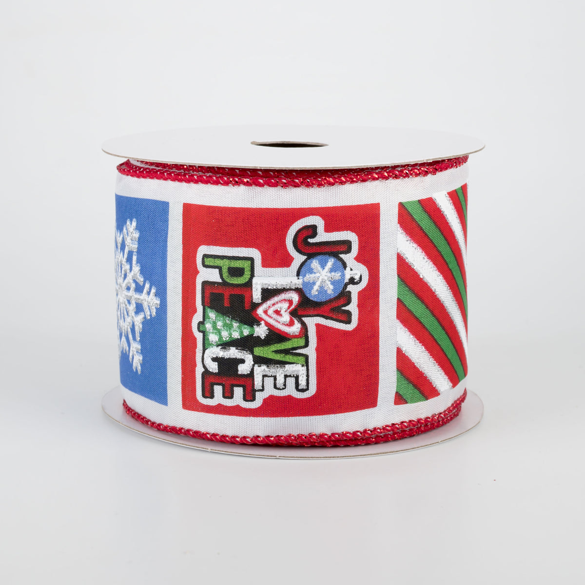 2.5" Christmas Patterned Squares Ribbon (10 Yards)