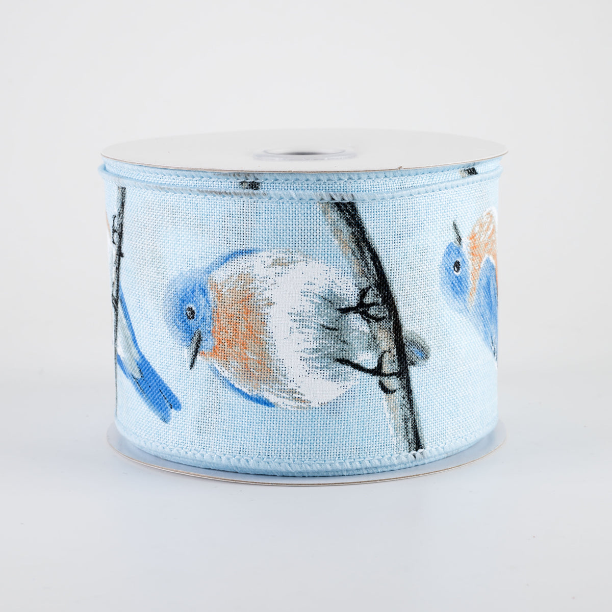 2.5" Chubby Blue & Orange Birds Ribbon: Blue (10 Yards) Item Number: RGF157214