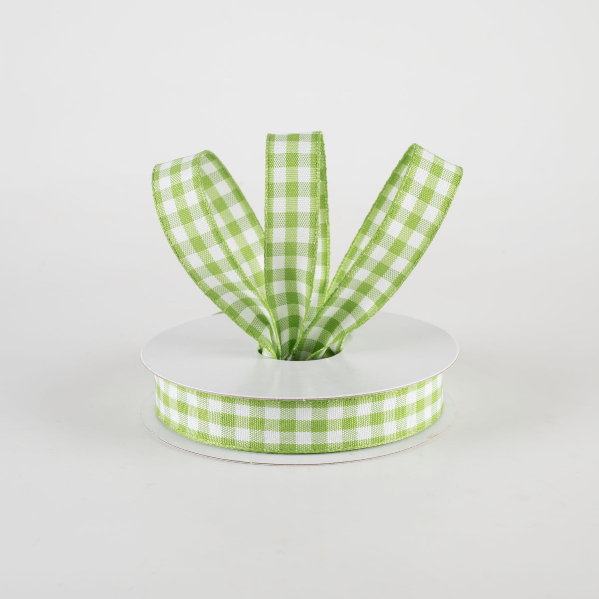 5/8" Classic Check Ribbon: Lime Green & White (10 Yards) Lifestyle Photo