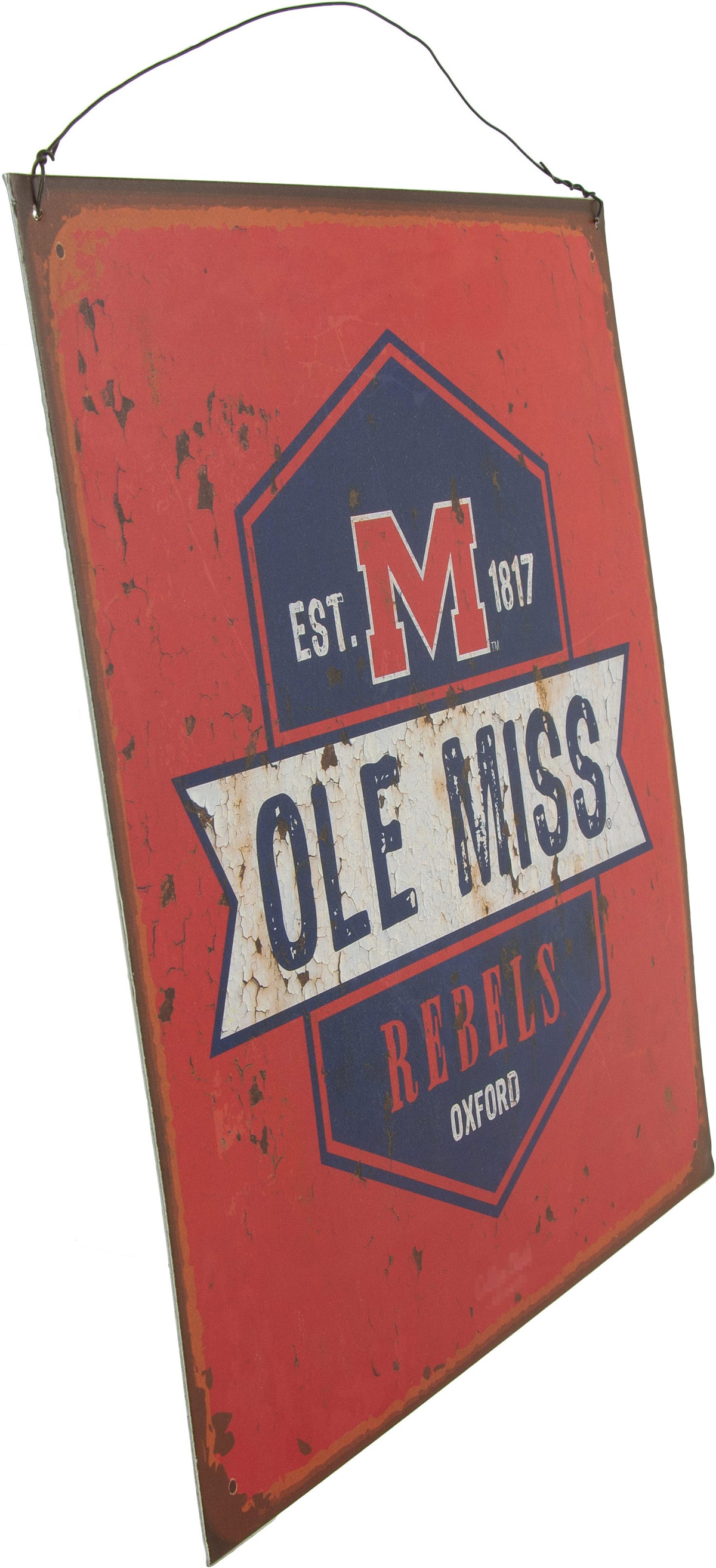 12x12 Collegiate Tin Sign: Ole Miss Oil Can Design Lifestyle Photo