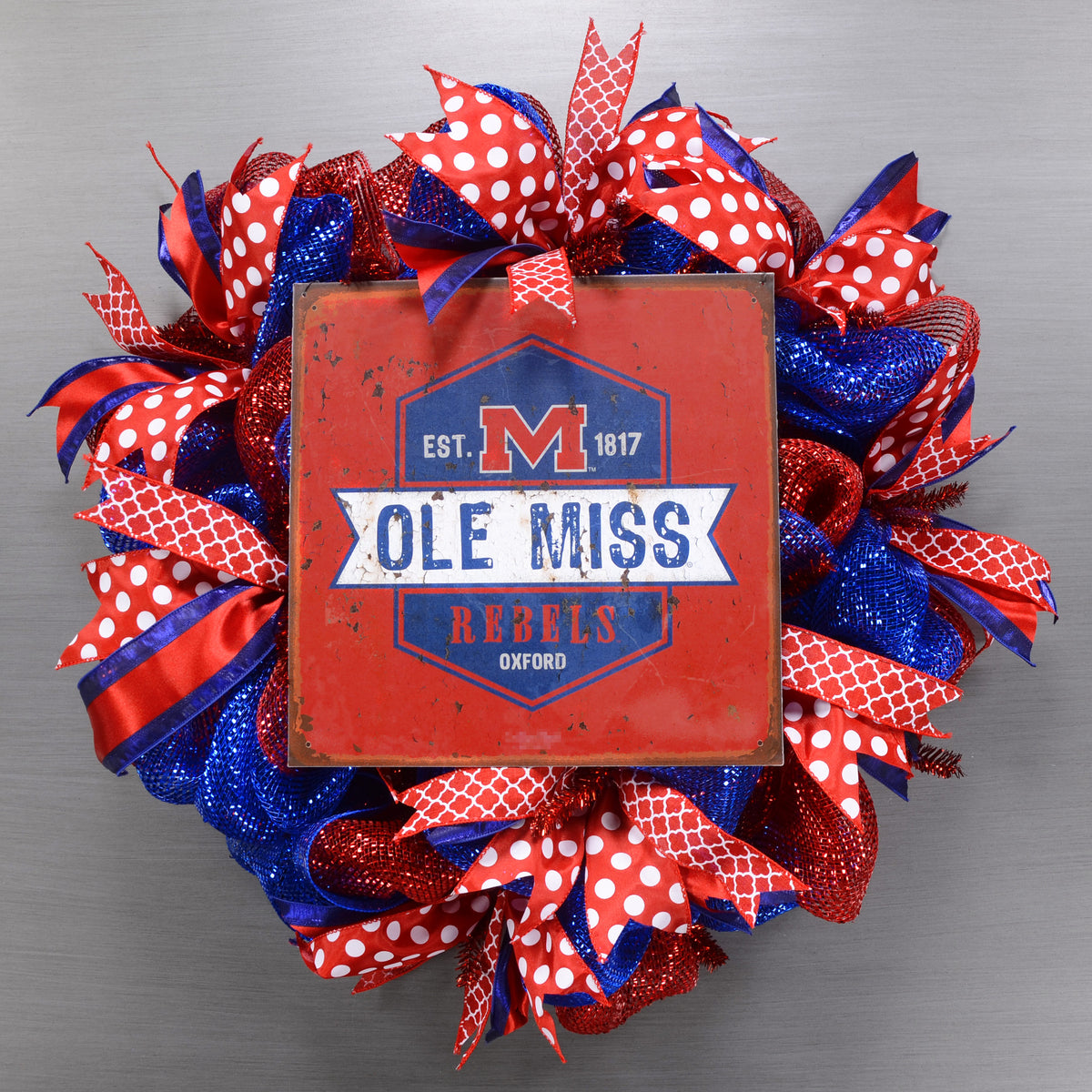 12x12 Collegiate Tin Sign: Ole Miss Oil Can Design detail photo 3