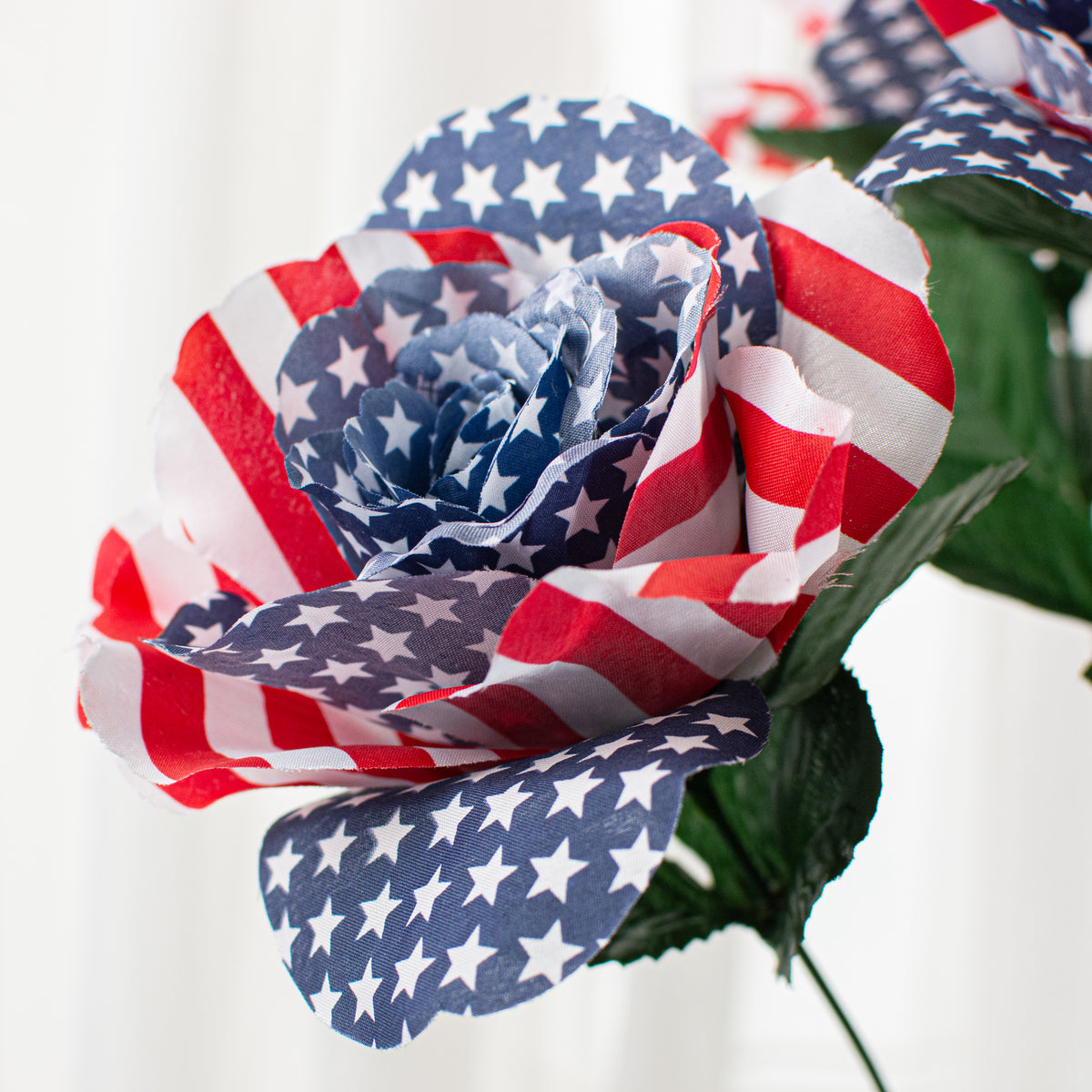 21" Colorfast American Flag Rose Bush Lifestyle Photo