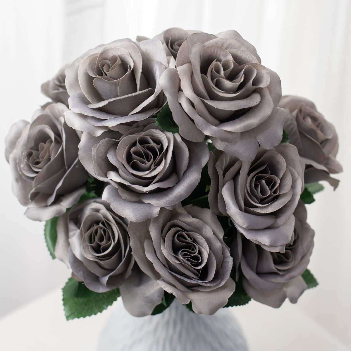 17" Colorfast Lillian Open Rose Bush (12): Ash Grey Item Number: 30388ASH