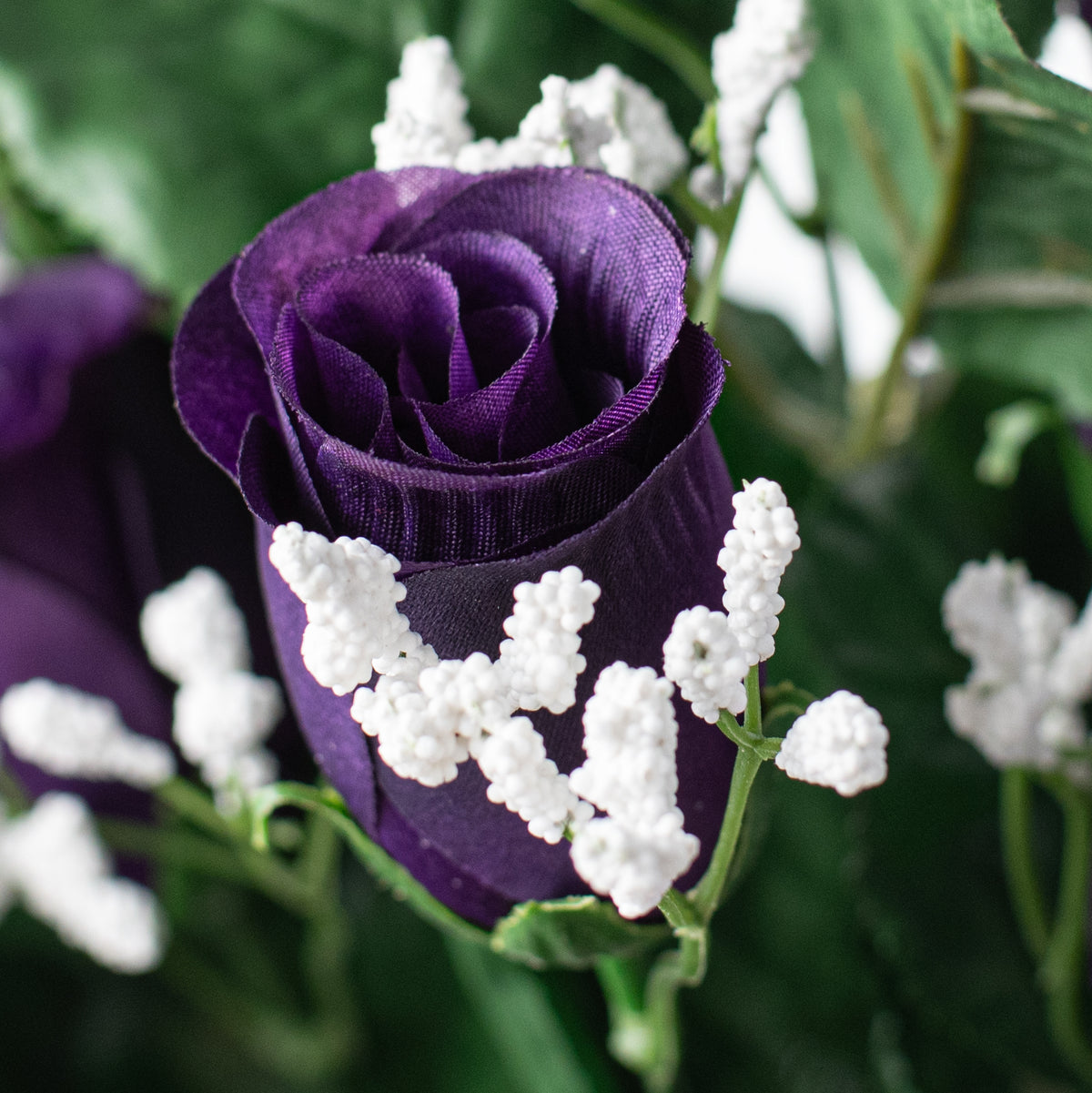 16" Colorfast Lillian Rose Bud Bush: Grape Purple (14) Lifestyle Photo