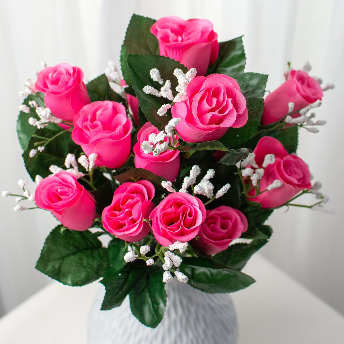 16" Colorfast Lillian Rose Bud Bush: Hot Pink (14) Item Number: 30308HTPK2