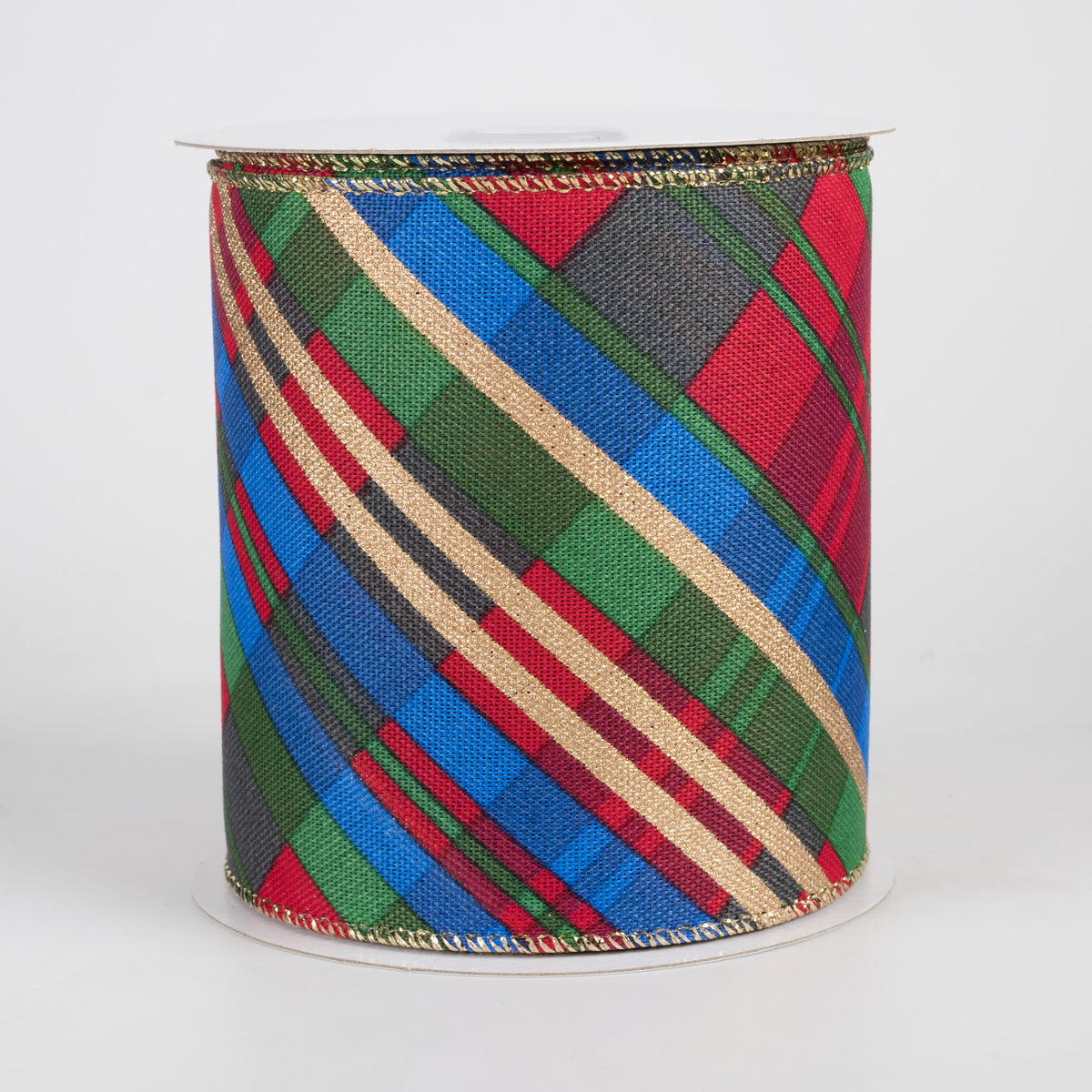 4" Conklin Plaid Ribbon: Preppy Gold Christmas (10 Yards) Item Number: 71680-04-15