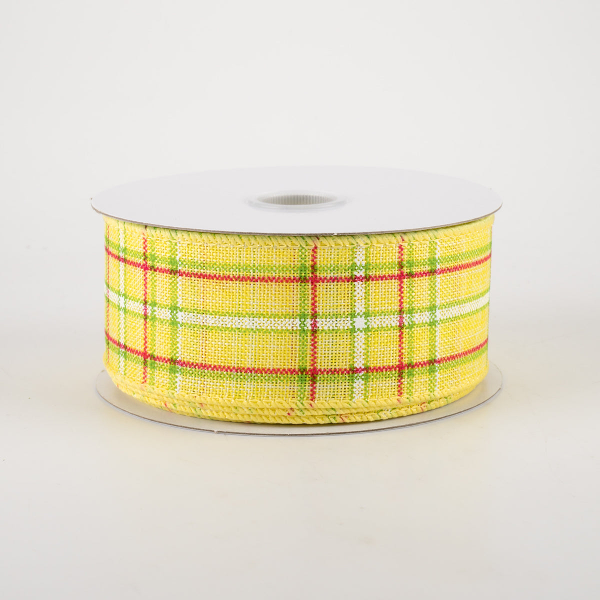 1.5" Cornelia Plaid Ribbon: Yellow, Lime, Fuchsia & White (10 Yards)
