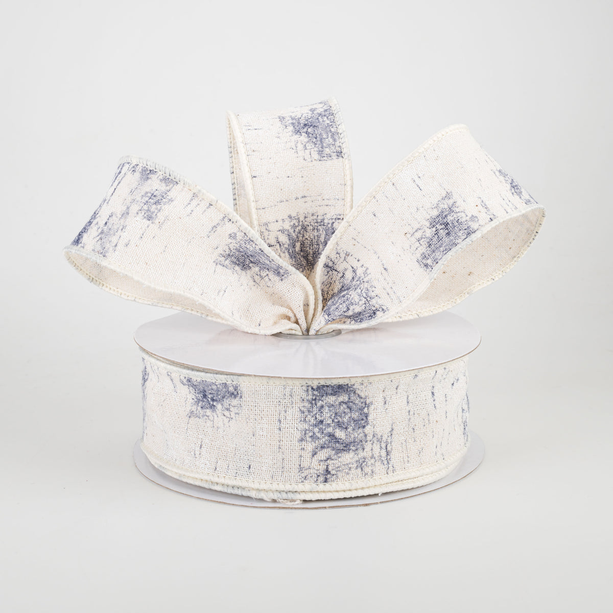 1.5" Cotton Birch Bark Ribbon: Ivory, Smoke Blue, Navy (10 Yards) Lifestyle Photo