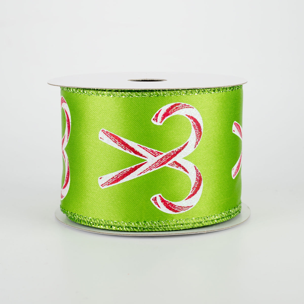 2.5" Criss Cross Candy Cane Ribbon: Lime (10 Yards)