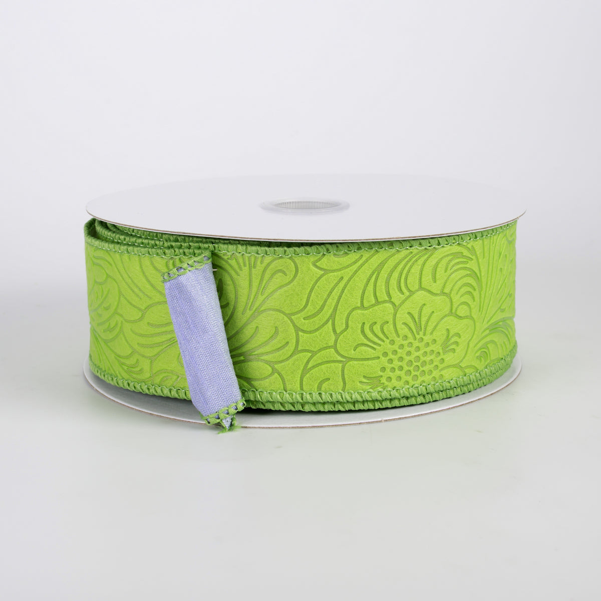 1.5" Double Sided Flower Breeze & Dupioni Ribbon: Lime & Lavender (10 Yards)
