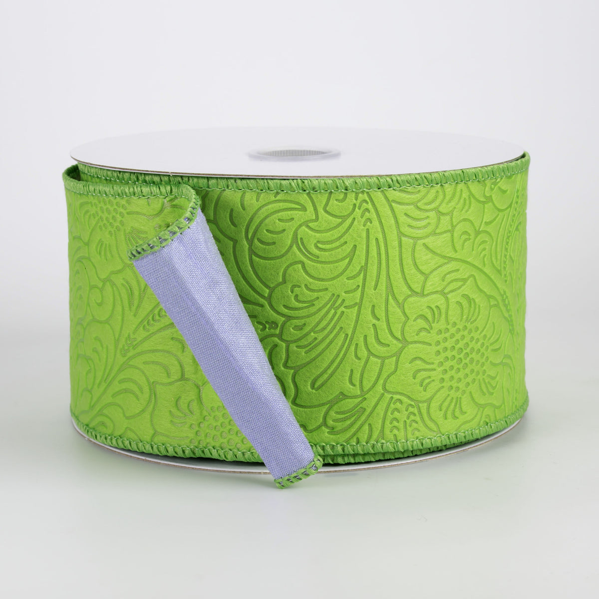 2.5" Double Sided Flower Breeze & Dupioni Ribbon: Lime & Lavender (10 Yards)