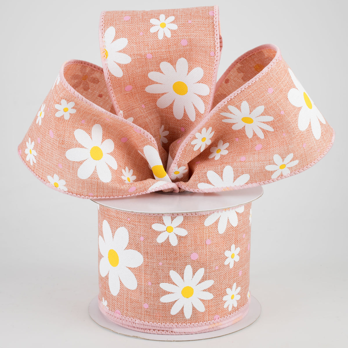 2.5" Daisies Linen Ribbon: Blush (10 Yards) Lifestyle Photo