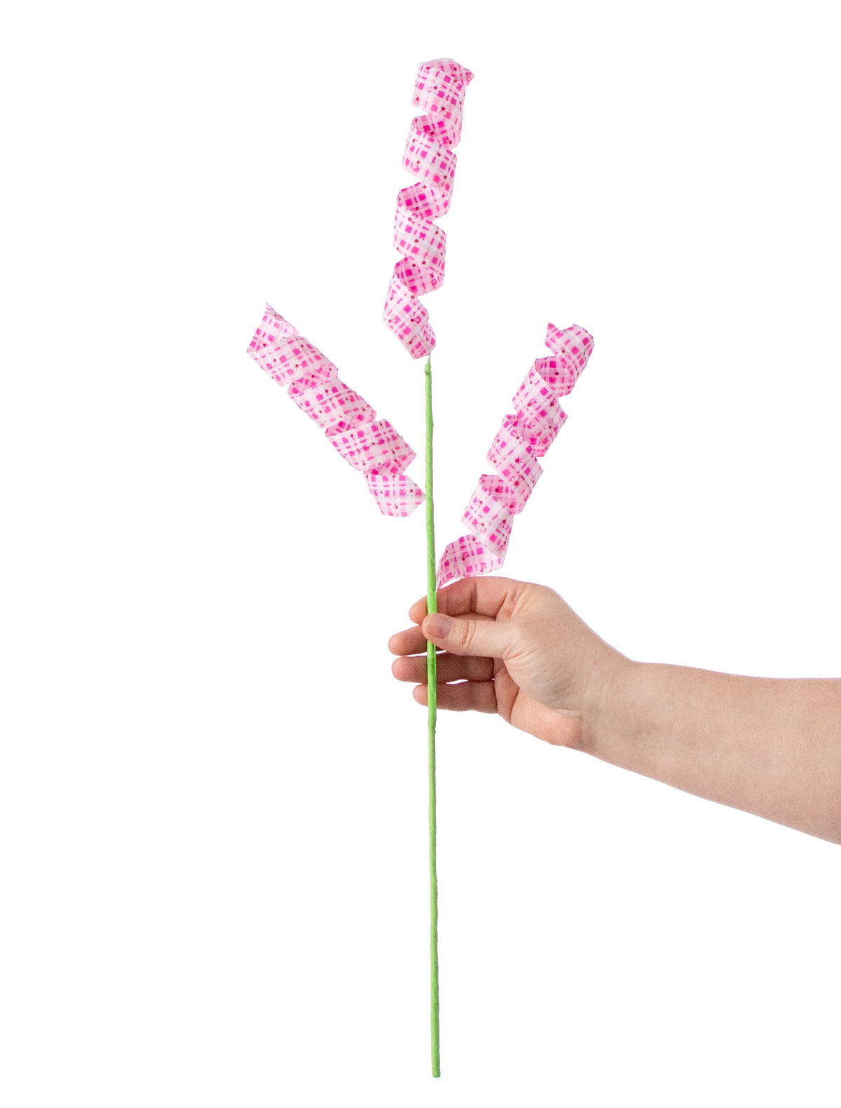 24" Daisy Fabric Curl Spray: Pink Plaid detail photo 3