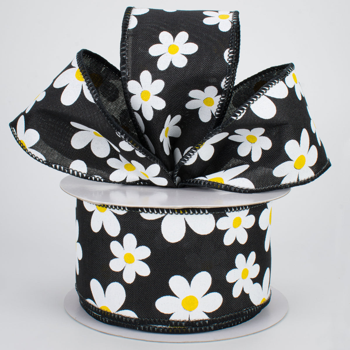 2.5" Daisy Print Ribbon: Black (10 Yards) Lifestyle Photo
