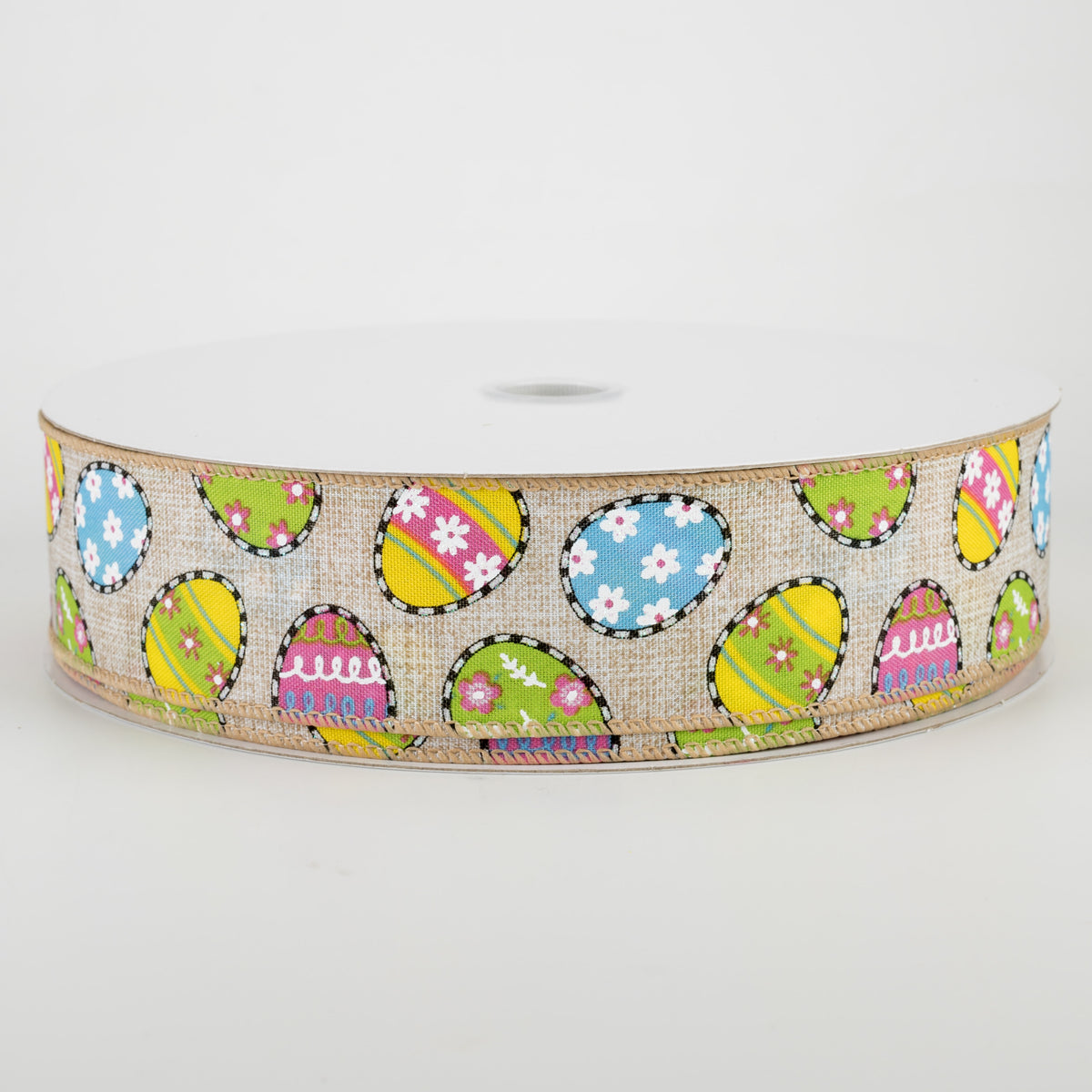 1.5" Dashed Edge Easter Egg Ribbon: Natural (50 Yards) Item Number: 831-09-105