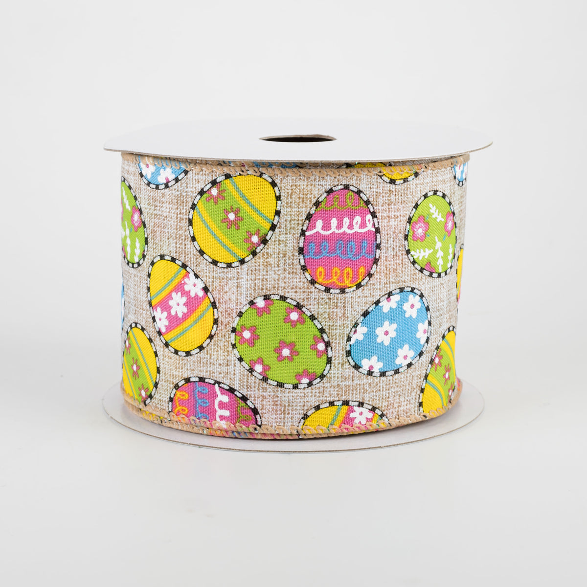 2.5" Dashed Edge Easter Egg Ribbon: Natural (10 Yards) Item Number: 31104-40-14