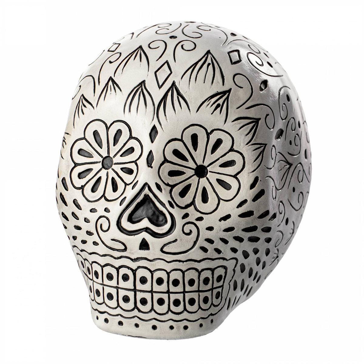 6" Day of the Dead Skull Decor Item Number: AFZ633-WH/BK
