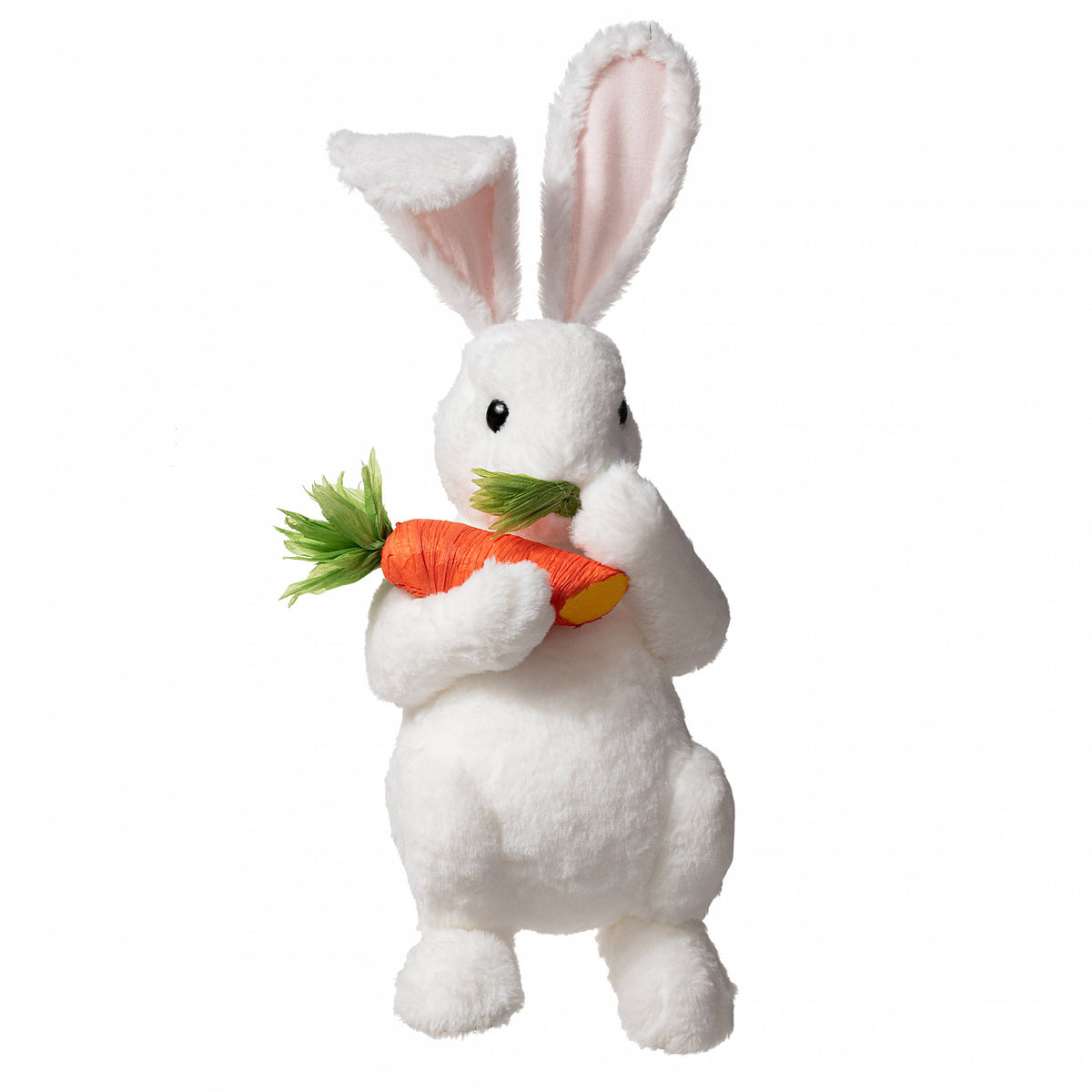21" Faux Fur Laying Bunny Rabbit Decoration: White